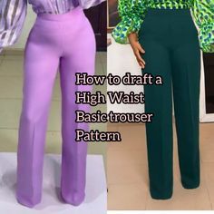 Click to watch Red Dresses For Kids, Palazzo Pants Pattern, Trouser Pants Pattern, Pattern Drafting Tutorials, Bodysuit Pattern, Sewing Patterns Free Women, Clothing Pattern Design, Trousers Pattern, Trouser Pattern