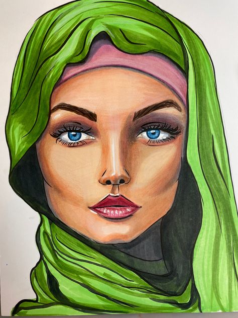 Middle Eastern Beauty | Awesome Art School with Karen Campbell Middle Eastern Beauty, Irish Redhead, Karen Campbell, Hijab Veil, Drawing Beautiful, Colors For Skin Tone, Awesome Art, Middle Eastern, Fashion Sketches