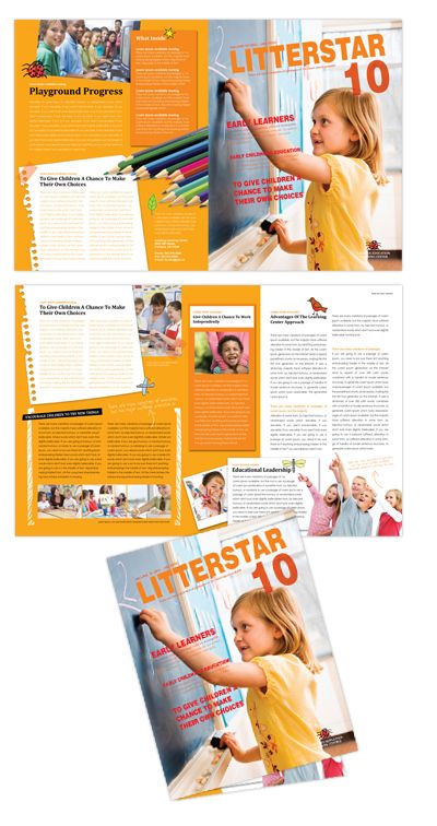 Learning Center & Elementary School brochure design Kindergarten Brochure, School Brochure Design, Elementary School Newsletter Template, Childcare Flyer, School Newsletter Template Free, Printable Letter Templates, Newsletter Template Free, School Newsletter Template, School Brochure