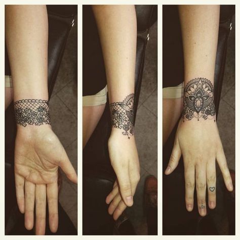 Lace Wrist Tattoo, Wrist Hand Tattoo, Wrist Tats, Arm Tattoos For Women Forearm, Lace Tattoos, Wrist Band Tattoo, Wrist Tattoo Cover Up, Mud Puddle, Lace Tattoo Design