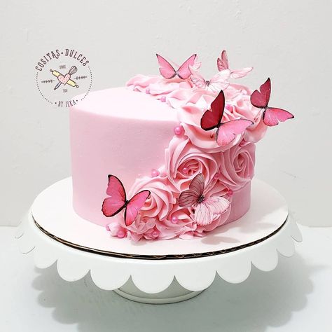 Pink Buttercream birthday cake Rose Themed Birthday Cake, Rose Theme Birthday Cake, Rose Cake Designs Birthday, 33 Birthday Cake For Women, Pink Flower Cake Birthday, Rose Theme Cake, Pink Birthday Cake For Women, Pink Buttercream Cake, Pink Cakes For Girls Birthday