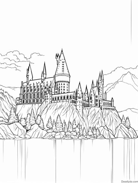 Printable Harry Potter Coloring Pages Check more at https://doodlydo.com/printable-harry-potter-coloring-pages/ Hogwarts Coloring Pages, Harry Potter Coloring Pages Printables, Harry Potter Colouring Pages, Printable Harry Potter, Harry Potter Coloring Book, Harry Potter Coloring Pages, Pikachu Coloring Page, Harry Potter School, Frozen Coloring Pages