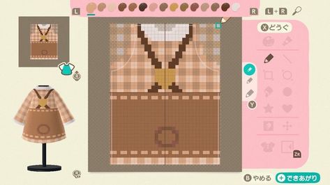 Acnh Dress Pixel, Acnh Clothes Pattern Grid, Pixel Clothes, Acnh Clothes, Acnh Design, Animal Crossing Qr Codes Clothes, Animal Crossing Wild World, Acnh Ideas, Emotional Support Animal