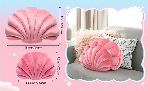 Marsui Pink Sea Princess Seashell Decorative Pillow, Preppy Room Decor Soft Seashell Shaped Chair Cushion Stuffed Throw Pillow Cute Clam Pillow for Sofa Bed Living Room (13.4 x 9.8 in,PP) Baby Crib Canopy, Seashell Pillow, Sea Princess, Large Throw Pillows, Teal Throw Pillows, Nautical Pillows, Sea Shell Decor, Advent Calendars For Kids, Kids Calendar