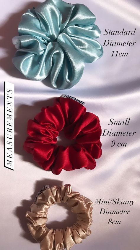 Scrunchies Measurements For Scrunchies, Scrunchies Diy Measurements, Hair Bows Diy Ribbon, Embroidered Hair Bows, Diy Hair Scrunchies, Diy Hair Accessories Ribbon, Hair Tie Accessories, Scrunchies Diy, Sewing Easy Diy