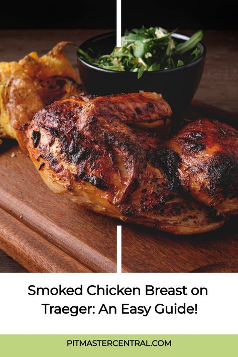 Learn how to smoke chicken breast on your Traeger grill with this simple guide. Perfect for adding delicious flavor to your meals! #TraegerGrill #SmokedChicken #OutdoorCooking Smoked Chicken Breast Recipe, Split Breast Chicken Recipes, Bone In Chicken Breast, Smoked Chicken Breast, Traeger Chicken, Split Chicken Breast, Leftover Chicken Breast, Chicken Rub, Bone In Chicken