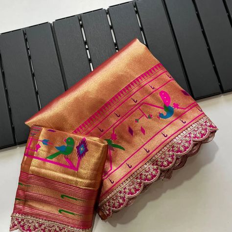 Dm for order whatsup 8309874411 or Dm to @hansicollections inbox *Exclusive Only At Our Store* Banarasi Silk saree with Golden Zari Weaving on all over the saree Rich Paithani Pallu as shown *Scalloped Embroidary & Sequence border On Either Side* Paithani Border On either Side Teamed with Paithani weaving blouse piece having *Scalloped Embroidary & Sequence border* *2549 Free shipping* [hansicolletions ,chiffonsarees ,sareestyling, stylinginspiration , designersareeblouses , sareeblo... Tassels Designs, Saree Tassels Designs, Saree Tassels, Paithani Saree, Banarasi Silk Saree, Blouse Hand Designs, Hand Designs, Blouse Piece, Silk Saree