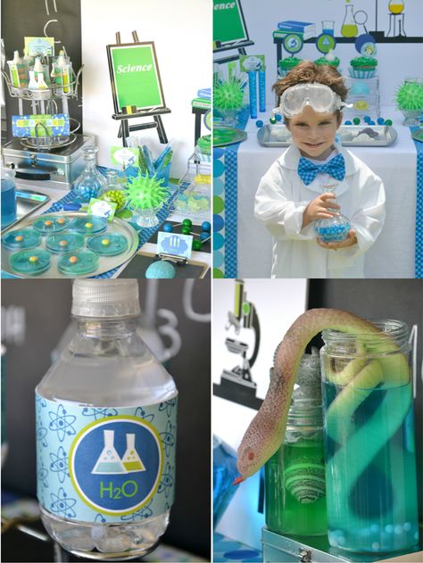 Kids Party Ideas: A Mad Scientist Science Birthday - BirdsParty.com Mad Scientist Birthday Party, Science Themed Party, Science Birthday Party Ideas, Scientist Birthday Party, Mad Scientist Birthday, Science Birthday Party, Mad Science Party, Scientist Birthday, Mad Scientist Party