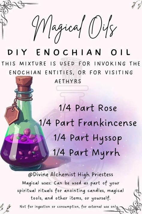 Magick Oil, Spells That Really Work, Potions Recipes, Organic Perfume, Jar Spells, Perfume Recipes, Essential Oils Herbs, Witchcraft Spell Books, Diy Sprays