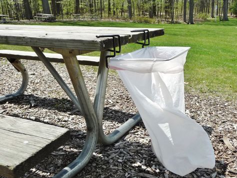 Trash-Ease™ portable, reusable, adjustable trash bag holder Cooking Outside, Trash Bag Holder, Pop Up Tent Trailer, Garbage Bag Holder, Safe Trip, Garbage Storage, Bbq Essentials, Easy Backyard, Family Camping Trip