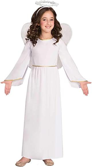 Amscan 9906010 - Girls Christmas Nativity Angel Fancy Dress Costume - 6-8 Years , White : Amazon.co.uk: Toys & Games Angel Fancy Dress Costume, Floor Length White Dress, Angel Fancy Dress, Fancy Dress Costumes Kids, Nativity Angel, Nativity Costumes, Dress With Flared Sleeves, Baby Fancy Dress, Christmas Fancy Dress