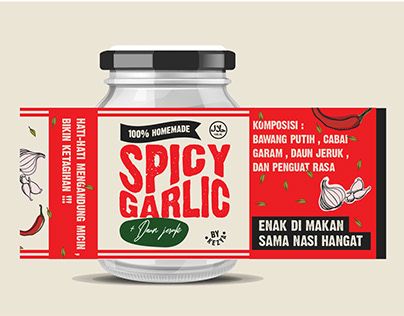 Chili Garlic Packaging Design, Chili Label Design, Condiments Packaging Design, Spicy Food Logo Design, Chilli Garlic Oil Logo Design, Chili Garlic Logo Design Ideas, Chili Garlic Oil Packaging, Condiment Label Design, Chili Packaging Design