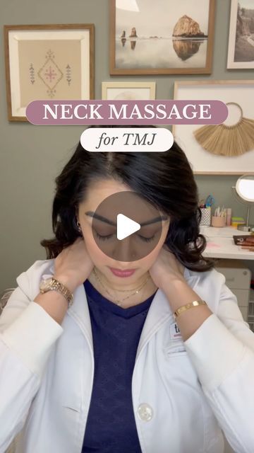 Priya Mistry, DDS, D. ABDSM on Instagram: "This one’s for you if...  You have a tight, stiff, painful neck or jaw. Drop a ✋ if that’s you and share with someone you know who has neck or jaw pain.   👉 Take 4 fingers and place them on your Trapezius muscle 👉 With pressure, bring your fingers toward the front of your body 👉 Repeat this a few times on a regular basis  This simple massage can help relieve tension and increase range of motion in your neck and jaw. 🎉 Let me know if you try it!  Follow for more information on TMJ.  . . . . #tmjpain #jawpaintreatment #healthybites #tmjrelief #teethgoals #TMJDisorder #jawpain #tmjrelief #tmjtreatment #happyteethhappylife #bruxism #musclemassage #jawjoint" Jaw Massage, Tmj Massage, Tmj Headache, Trapezius Muscle, Tmj Relief, 4 Fingers, Jaw Pain, Neck Stretches, Neck Massage