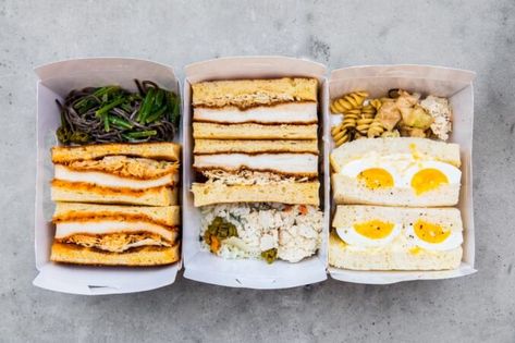 Sandoitchi Slings a Japanese Sandwich So Buzzworthy It's Hard to Get Your Hands On It - D Magazine Japanese Sando, Japanese Sandwiches, Japanese Sandwich, Celebrity Cookbooks, Sandwich Packaging, Breaded Chicken Cutlets, Japanese Milk Bread, Nashville Hot Chicken, Sandwich Shops