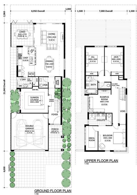 *Gig's price is for redrawing 2D or 3D floor plan. For design projects, don't hesitate to get in touch with us.The project price may vary for diff 7x20 House Plan, Small Farmhouse Layout, House Plans Australia, Farmhouse Layout, Two Storey House Plans, Small House Blueprints, Narrow House Designs, Narrow House Plans, Narrow Lot House