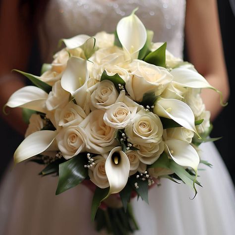 Lilly Bouquet Wedding, White Calla Lily Wedding Bouquet, Lilies Bridal Bouquet, Rose And Lily Bouquet, Bride Bouquets White, Wedding Bouquet White, Calla Lily Bridal Bouquet, Lily Bridal Bouquet, Calla Lily Bouquet Wedding