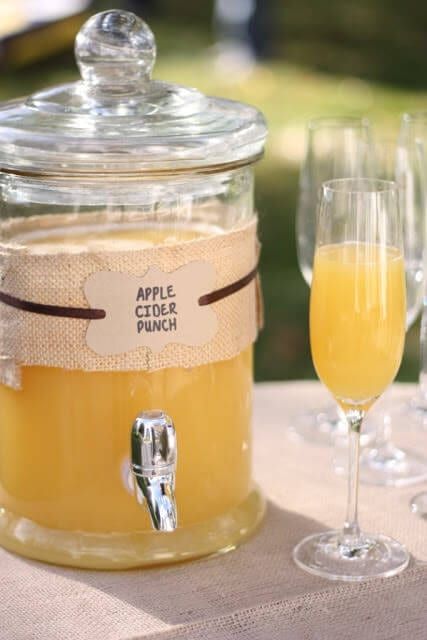 8 Awesome Fall Baby Shower Ideas Wedding Shower Fall Theme, Apple Cider Punch Recipes, Cider Punch, Raspberry Juice, Apple Cider Punch, White Grape, Fall Bridal Shower, Mango Juice, Shower Food