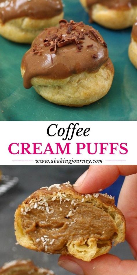 Coffee Cream Puffs, Cacao Coffee, Coffee Pastry, Choux Cream, Choux Buns, Pastry Cream Recipe, Pastry Cream Filling, Oregon House, Cream Puff Recipe