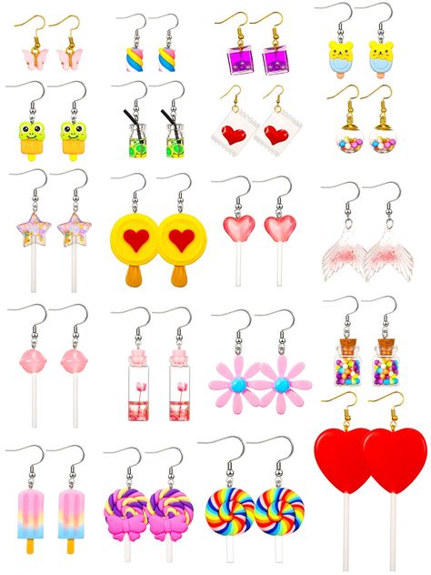 PRICES MAY VARY. Novel and adorable designs: these dangle drop earrings are designed in cute shapes and lively styles, wearing them will make you the focus of the crowd easily; You can wear them for various occasions or as photo props, which will show your nice taste and bring you a lot of fun Reliable and durable: these cute weird earrings are made of alloy and resin, which are lightweight and comfy to wear, safe and durable, not easy to fade and friendly to skin, you can wear them for a long t Goldfish Cartoon, Daisy Flower Drawing, Earrings Strawberry, Weird Earrings, Pearl Milk Tea, Earrings Funny, Pendant Earring Set, Funny Earrings, Cream Earrings