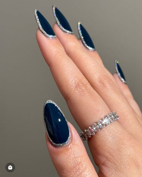 Lights Lacquer, Elegant Touch Nails, Dark Blue Nails, Navy Nails, Navy Blue Nails, Thanksgiving Nails, Blue Nail, Silver Nails, Elegant Nails