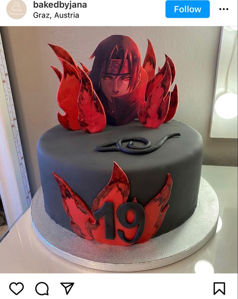 Itachi Birthday Cake, Itachi Cake Ideas, Cake Hbd, Cake Captions, Naruto Cake, Naruto Nails, Itachi Naruto, Anime Birthday, Ball Painting