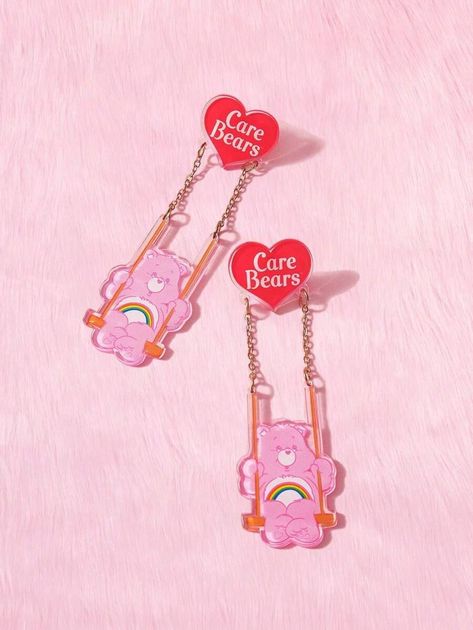 ROMWE X Care Bears 1pair Heart & Bear Shaped Earrings With Rainbow Pattern Decoration | SHEIN USA Pattern And Decoration, Rainbow Pattern, Care Bears, Bear Pattern, Bear Cartoon, Women Fashion, Women's Earrings, Bears, Dangle Earrings