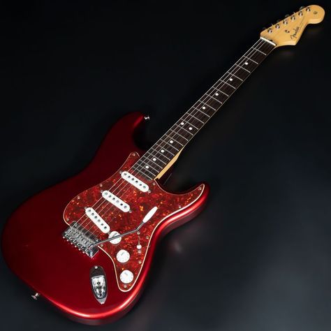 Candy Apple Red Stratocaster, Fender Stratocaster Red, Red Stratocaster, Band Instruments, Red Electric Guitar, Studio Music, Pedal Board, Cool Electric Guitars, Stringed Instruments