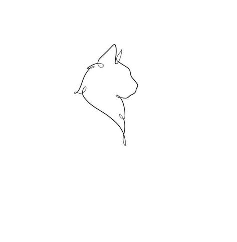 Fluffy Cat Outline Tattoo, Cat Lover Tattoo Minimalist, Cat Profile Tattoo, Tiny Cat Tattoos For Women, Cat Lineart Tattoo, Cat Outline Tattoo Simple, Line Art Cat Tattoo, Minimal Tattoo Cat, Minimal Cat Drawing