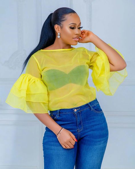 African Organza Top Styles, Organza Tops Blouses In Nigeria, Organza Tops Blouses, Jean Gown, Organza Blouse Designs, Kampala Gown Styles For Ladies, Organza Top Styles, Super Bock, Organza Tops