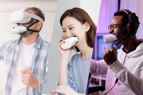 Bizarre Bluetooth mouthpiece mutes speech in public places Vr Controller, Voice Chat, Rebecca Ferguson, Vr Experience, Background Noise, Vr Headset, Pc Gamer, Sound Proofing, Microphones