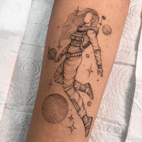 Astronaut Tattoo For Women, Astronaut Tattoo Women, Woman Astronaut Tattoo, Space Woman Tattoo, Female Astronaut Tattoo, Space Girl Tattoo, Small Astronaut Tattoo, Men Sleeve Tattoo, Glowing Tattoos