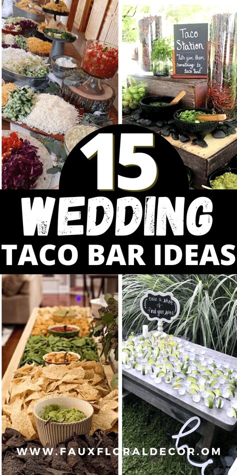 15 Simple Wedding Taco Bar Ideas Everyone Will Obsess Over Inexpensive Taco Bar, Taco Bar Table Decorations, How To Set Up A Taco Bar For A Wedding, Tacos For A Wedding, Chips And Salsa Bar Ideas, Taco Catering Ideas, Nacho Bar Table Wedding, Taco Bars For Weddings, Nacho Buffet Party Ideas