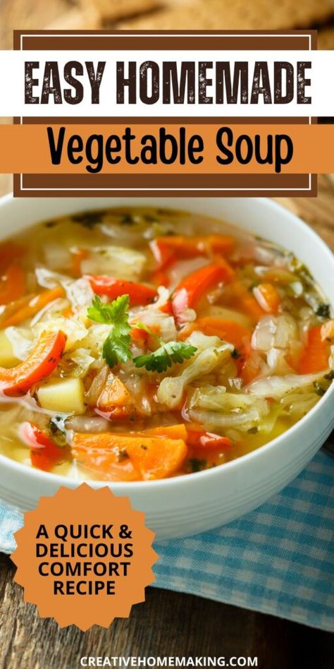 Warm up with a comforting bowl of easy homemade vegetable soup! 🥕🍅 Packed with fresh veggies and wholesome flavors, this simple recipe is perfect for a cozy dinner or meal prep. Healthy, delicious, and ready in just 30 minutes, it's a go-to for busy weeknights! Non Tomato Based Vegetable Soup, Yummy Vegetable Soup, Leftover Veggie Soup, Easy Healthy Vegetable Soup, Vegetable Soup Recipes Vegetarian, Easy Homemade Vegetable Soup, Easy Vegtable Soup, Vegetarian Vegetable Soup Recipe, Simple Veggie Soup