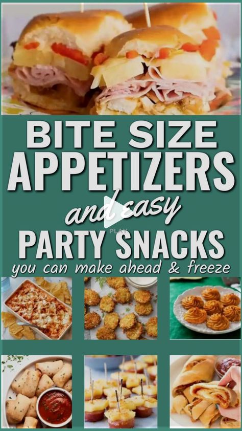 ✓Bite size appetizers easy party snacks and appetizers sandwiches for a crowd. If you need easy to make cheap appetizers to make ahead these freezer friendly one bite finger foods are perfect to sit out for large groups...mily gatherings...fice potluck parties at work...liday wine cocktail parties...w Years Eve and Christmas party events plus quick and easy bite-sized appetizers for your next party lake food ideas summer families, lake house foo.