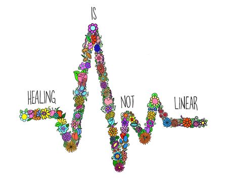 1 Sticker Healing is not Linear | Etsy Healing Is Not Linear, My Fantasy World, Art Attack, Friendly Reminder, Healing Journey, Be Kind To Yourself, Ups And Downs, Be Kind, Embroidered Friendship Bracelet