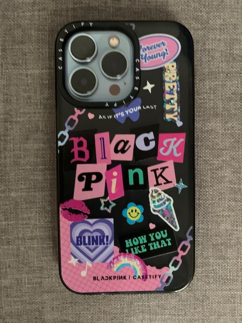 Black Pink Phone Case, Blackpink Phone Case, Black Iphone Cover, Casetify Iphone Case, Pandora Bracelet Charms Ideas, Vintage Phone Case, Pretty Iphone Cases, Iphone Black, Pretty Phone Cases