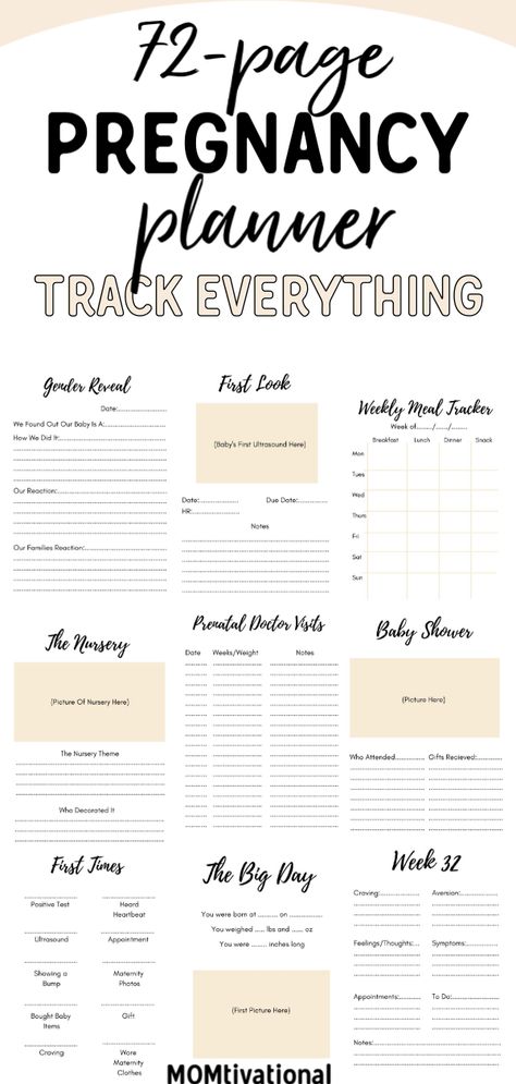 A 72-Page Printable Pregnancy Planner for Expecting Moms. There are so many things to do in the weeks leading up to the arrival of your little one. #pregnancy #printable #planner New Mom Journal Ideas, Baby Planning Timeline, Pregnancy Timeline To Do List, Pregnancy Journal Prompts, Bullet Journal Pregnancy, Pregnancy Diary Ideas, Pregnancy Journal Diy, Pregnancy Bullet Journal, Pregnancy Journal Ideas