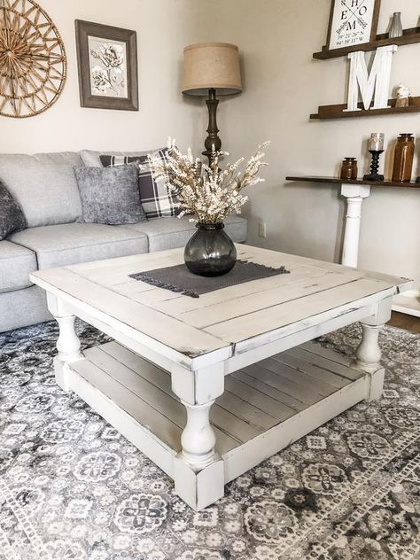 Rustic Living Room Furniture, Farmhouse Coffee Table, Farmhouse Living Room Furniture, Hemma Diy, Diy Casa, Coffee Table Farmhouse, Grey Table, Diy Coffee Table, Chic Living Room