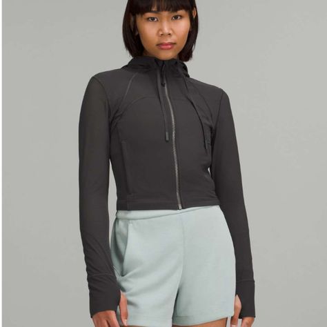 Nwt Lululemon Nulu And Mesh Cropped Define Jacket Graphite Grey Release Date: 6/2022 Style Number: W4bvzs Original Price: $138 + Tax Material: Mesh Feeling Adventurous? This Cropped Version Of Our Hooded Define Jacket Is Made Of Breathable Mesh Fabric That's Stretchy, Sheer, And Ready For Whatever You've Got In Store. Naturally Breathable, Mesh Fabric Naturally Breathable Four-Way Stretch Sheer Features Zippered Pockets Cinchable Hood Thumbholes Keep Your Sleeves In Place Zipper Garage Keeps Cha Cropped Define Jacket, Hooded Define Jacket, Lululemon Running Jacket, Lululemon Vest, Lululemon Hoodie, Yoga Jacket, Lululemon Define, Mesh Jacket, Lululemon Define Jacket