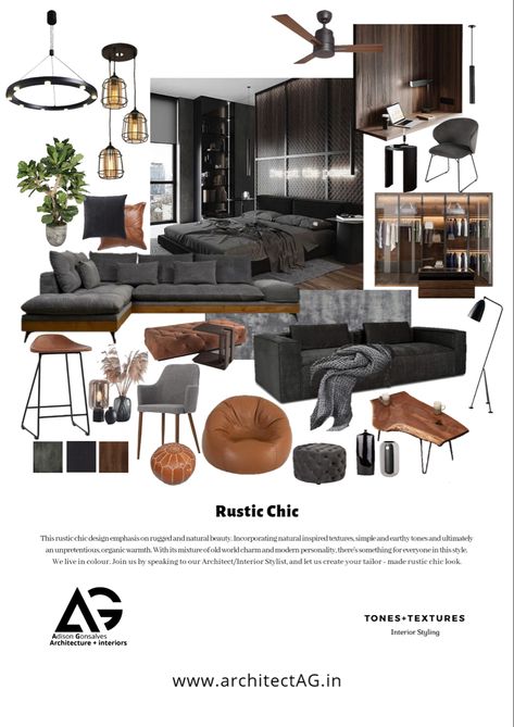 Moodboard Apartment Design, Industrial Interior Furniture, Industrial Interior Design Furniture, Industrial Contemporary Interior, Interior Moodboard Inspiration, Moodboard For Bedroom, Contemporary Interior Design Style Mood Board, Industrial Bedroom Moodboard, Industry Interior Design