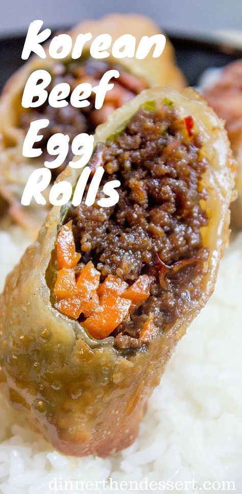 Korean Ground Beef Egg Rolls made with just a few ingredients are a great party food and perfect use of leftovers! Ground Beef Egg Rolls, Beef Egg Rolls, Korean Egg, Koreansk Mat, Korean Ground Beef, Korean Recipe, Homemade Egg Rolls, Dinner Then Dessert, Polynesian Food