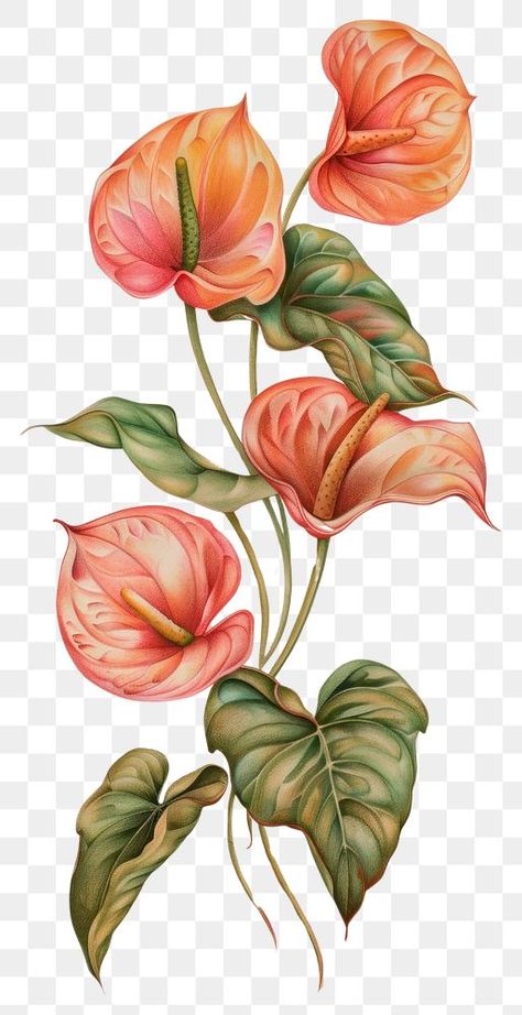 Wallpaper Anthurium flowers blossom plant rose. | free image by rawpixel.com / Tanat Chittirungsan Anthurium Flower Drawing, Digital Flowers Png, Anthurium Drawing, Flower Nature Wallpaper, Leaf Abstract Painting, Jungle Drawing, Digital Kurti, Surreal Flowers, Rose Flower Png