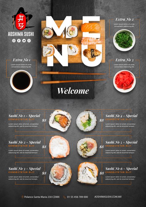 Sushi Bar Design, Japanese Food Menu, Japanese Restaurant Menu, Beauty Price List, Menu For Restaurant, Menu Design Layout, Sushi Style, Sushi Logo, Japanese Restaurant Design