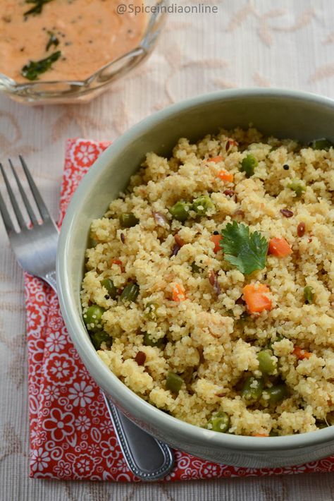 Mixed Vegetable Cracked Wheat Upma Wheat Rava Recipes, Broken Wheat Recipes, Chicken Curry Puffs, Wheat Germ Recipes, Upma Breakfast, Millets Recipes, Rava Idli Recipe, Rava Upma, Curry Puffs