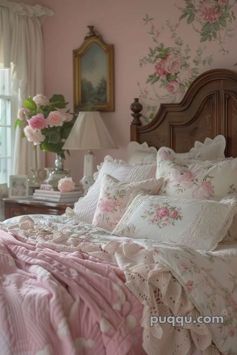 shabby-chic-bedroom-149 Pink Shabby Chic Bedroom, Shabby Chic Bedroom Ideas, Vintage Shabby Chic Bedroom, Shabby Bedroom, Shabby Chic Bedroom Furniture, Vintage Bedroom Decor, Shabby Chic Decor Bedroom, Victorian Bedroom, Feminine Bedroom