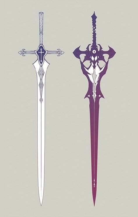 Cool Anime Swords, Swords Concept Art, Fantasy Swords Concept Art, Fantasy Swords, Dual Swords, Tactical Swords, Types Of Swords, Fantasy Props, 다크 판타지