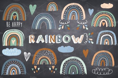 Cute Chalkboard Boho Rainbow by YenzArtHaut on @creativemarket Boho Chalkboard, Boho Rainbow Clipart, Camera Clip Art, Chalkboard Doodles, Camera Drawing, Nursery Rainbow, Rainbow Clipart, Arte Grunge, Web Design Graphic