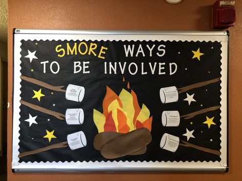 Smore ways to be involved / campfire Nhs Bulletin Board, Ffa Bulletin Boards Ideas High Schools, Ra Activities, Camping Bulletin Boards, Agriculture Classroom, Ra Programming, Ra Inspiration, Ffa Ideas, Nurse Bulletin Board