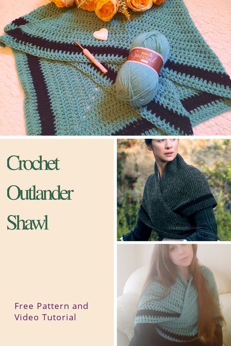 Claire's Shawl Outlander Crochet, Outlander Wrap Shawl, Outlander Wrap Shawl Crochet, Shawl Wrap Crochet Pattern, Claire Fraser Shawl Crochet Pattern, Sontag Crochet Pattern, Crochet Outlander Shawl Free Pattern, Outlander Claire Shawl Crochet Pattern, Triangle Shawl Pattern Free