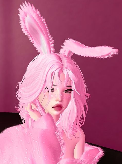 #pink #bunny #IMVU #imvuavi #avatar #imvugrunge #imvukawaii #kawaii #cyber #cybergirl Dramione Fan Art, Virtual Girl, Cover Art Design, Pink Bunny, Sketchbook Pages, Chibi Drawings, Cute Doodle Art, Cartoon Icons, Bunny Girl